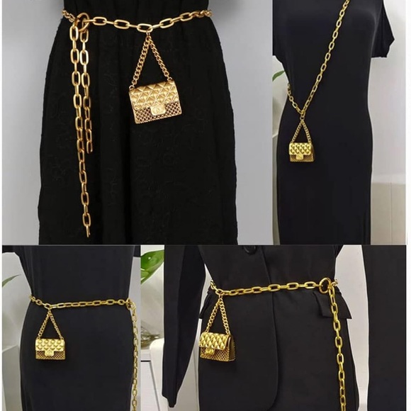 Gold Chain Waist Belt with Mini Bag - Picture 4 of 5